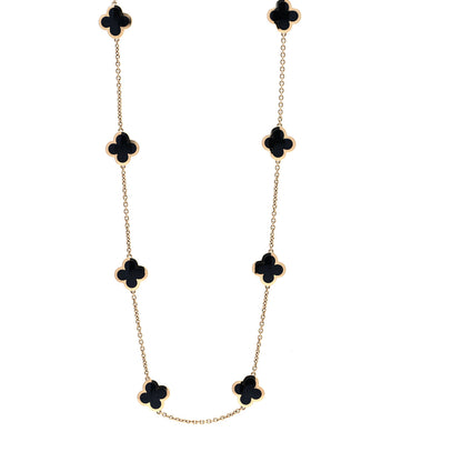 Van Cleef & Arpels 18K Yellow Gold Black Onyx Pure 14 Motifs Alhambra Necklace 4 of 8