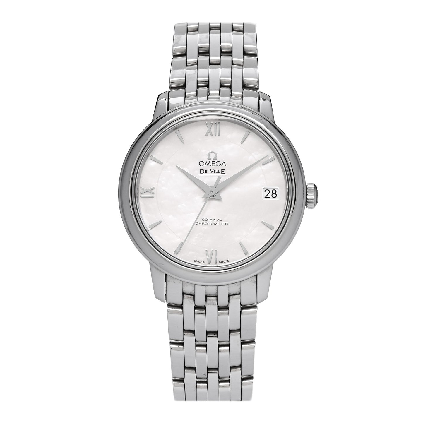 Stainless Steel Mother of Pearl 32mm De Ville Prestige Co-Axial Automatic Watch 424.10.33.20.05.001