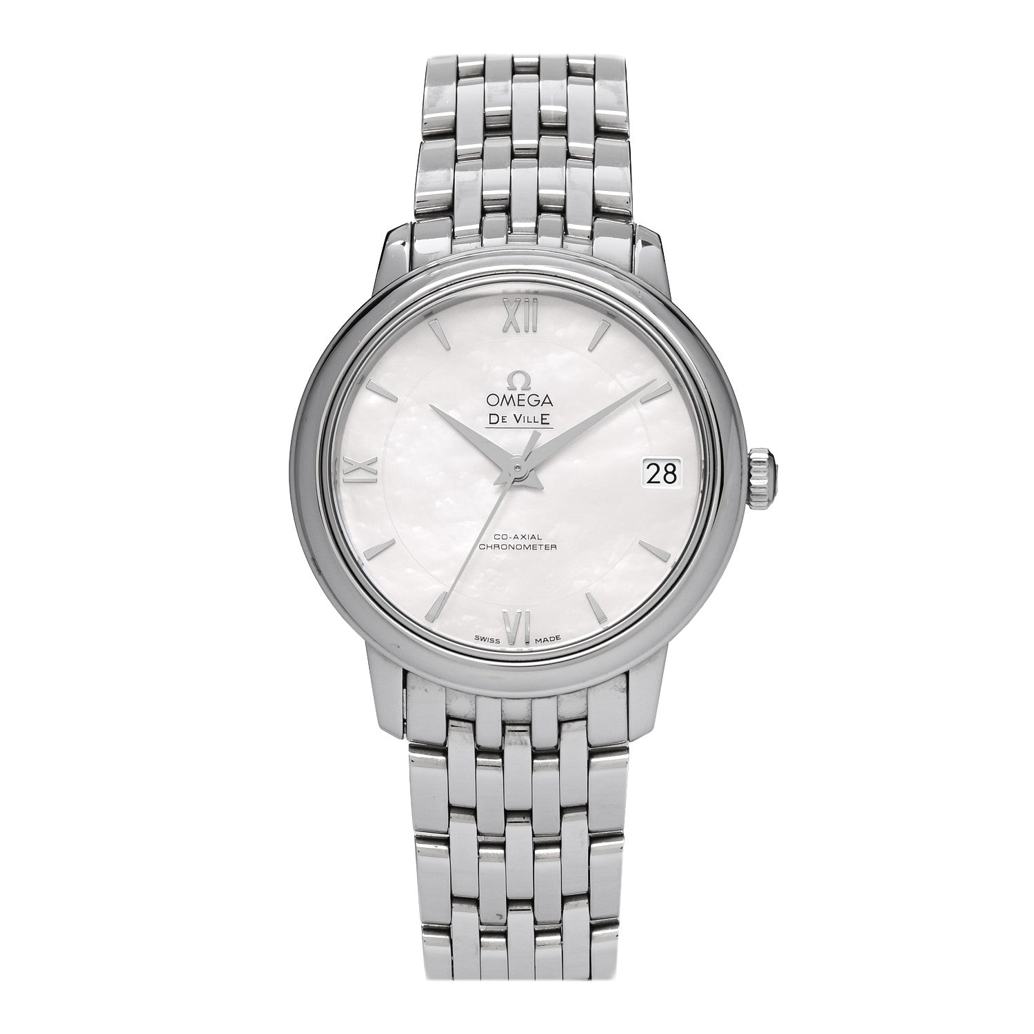 Omega Stainless Steel Mother of Pearl 32mm De Ville Prestige Co-Axial Automatic Watch 424.10.33.20.05.001 1 of 5