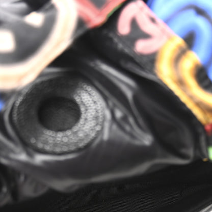 Chanel Caviar Fabric Graffiti Foldable Tote Bag With Chain Black Multicolor 5 of 11
