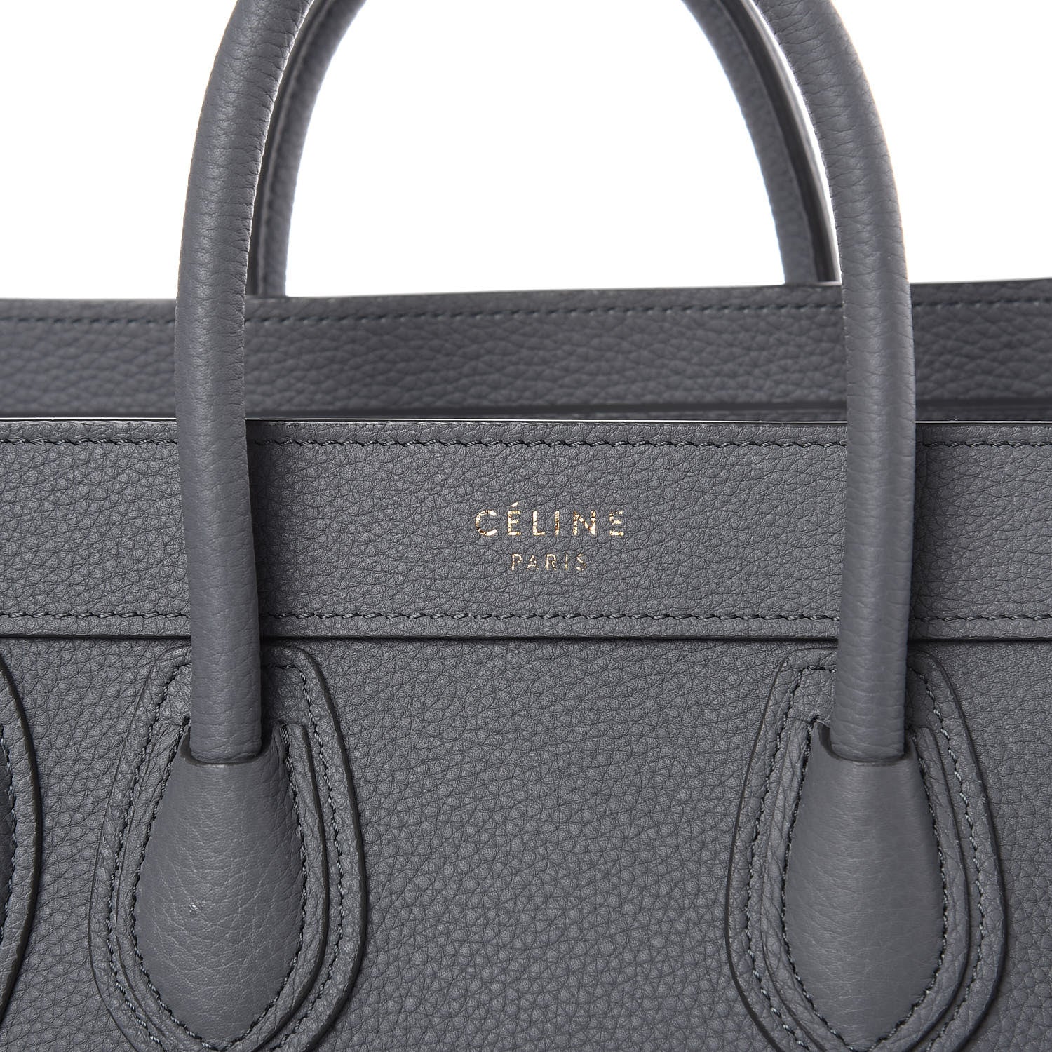 Celine Drummed Calfskin Nano Luggage Kohl 8 of 11
