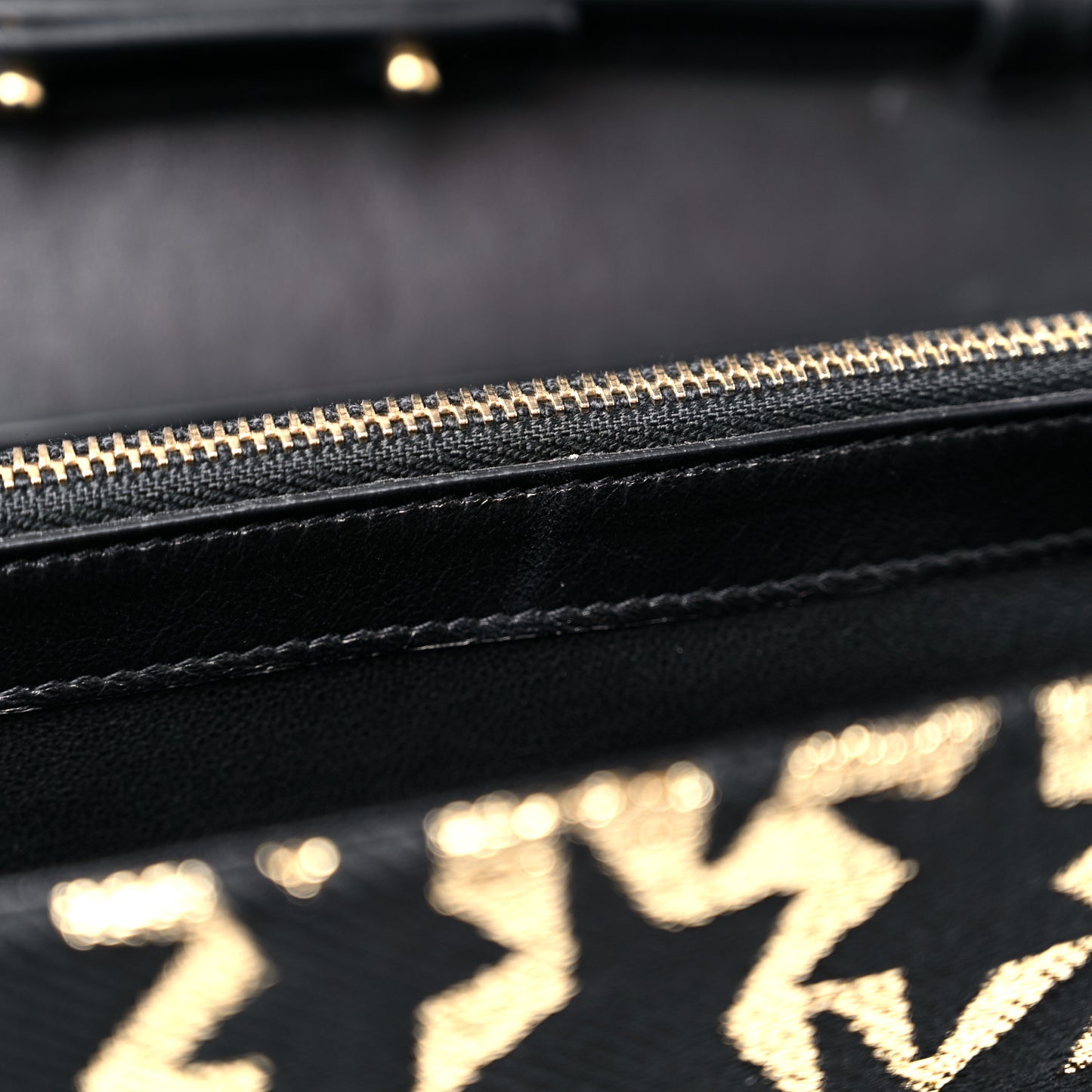 Canvas Star Print Monogram Chain Wallet Gold Black