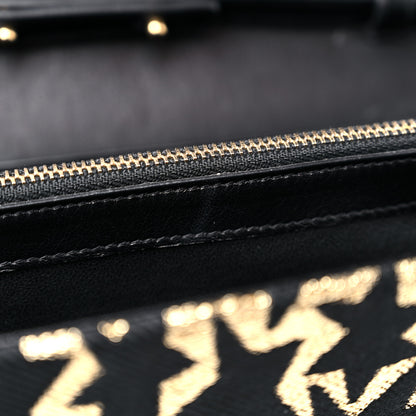 Saint Laurent Canvas Star Print Monogram Chain Wallet Gold Black 12 of 12
