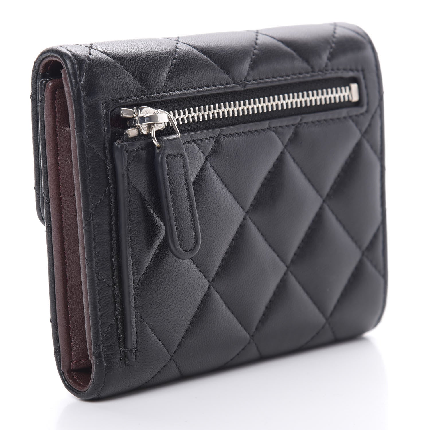 Chanel Lambskin Quilted Compact Flap Wallet Black 3 of 12