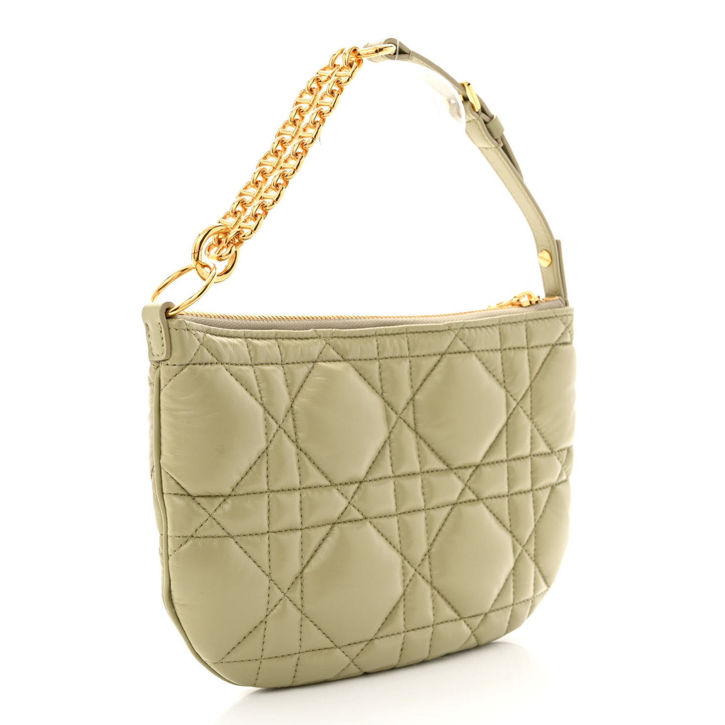 Calfskin Cannage Caro Pouch Desert Sage