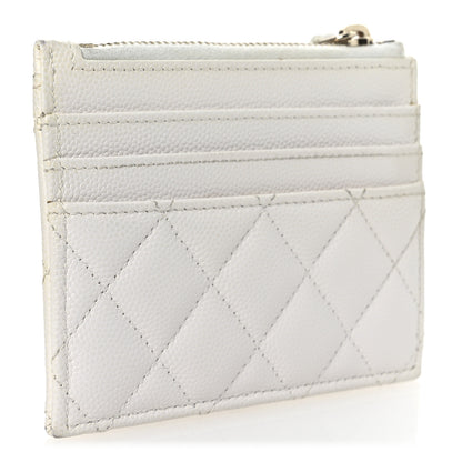 Chanel Caviar Quilted CC Zip Card Holder White 3 of 10