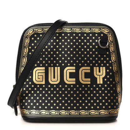Gucci X SEGA Calfskin GUCCY Stars Mini Dome Shoulder Bag Black Gold 1 of 9