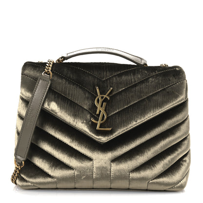 Saint Laurent Velvet Y Quilted Monogram Small Loulou Chain Satchel Dark Vintage Olive 1 of 11