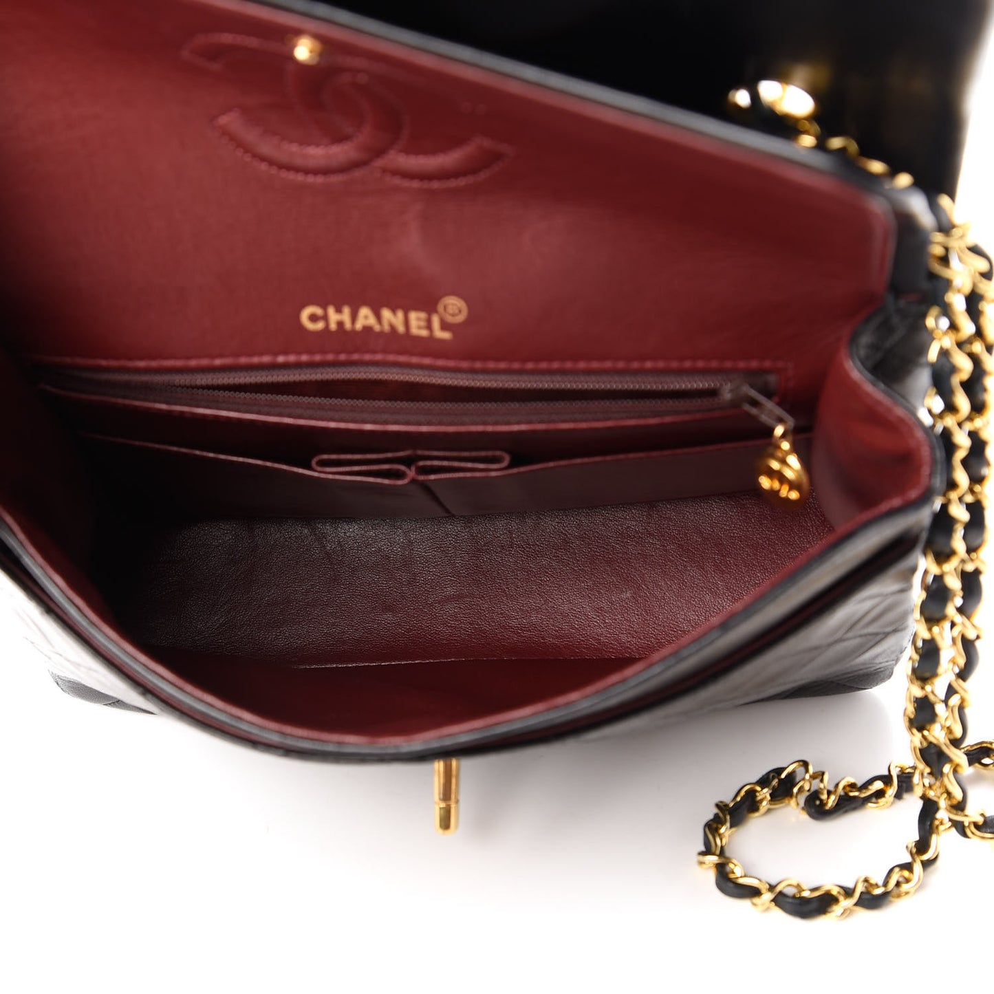 Lambskin Quilted Medium Double Flap Black