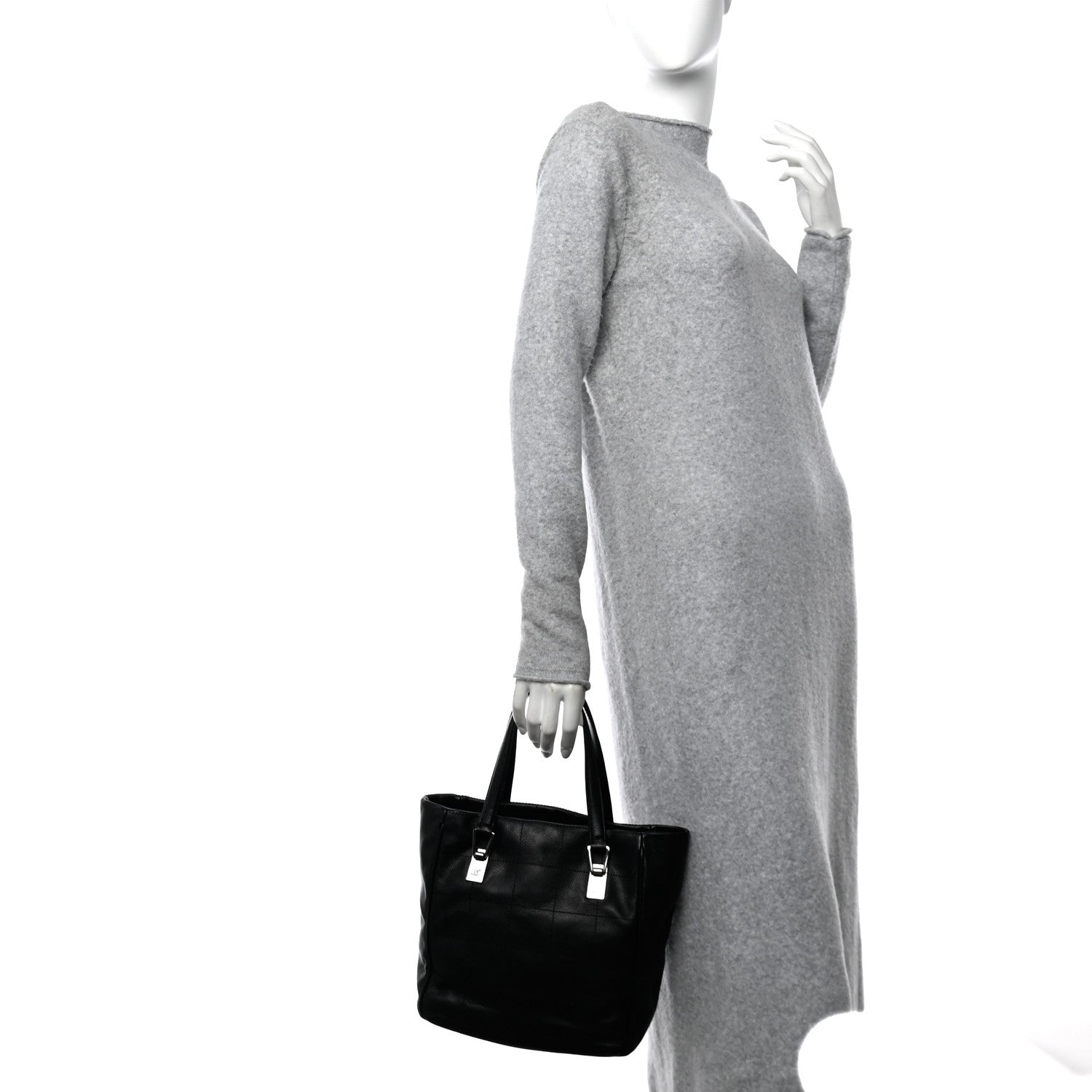 Chanel Lambskin Square Stitched Tote Black 2 of 10