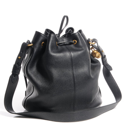 Alexander McQueen Calfskin Padlock Skull Bucket Bag Black 3 of 9