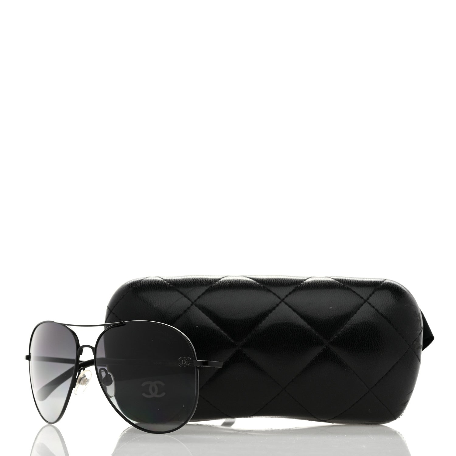 Chanel Polarized Aviator CC Sunglasses 4189-T-Q Black 8 of 8