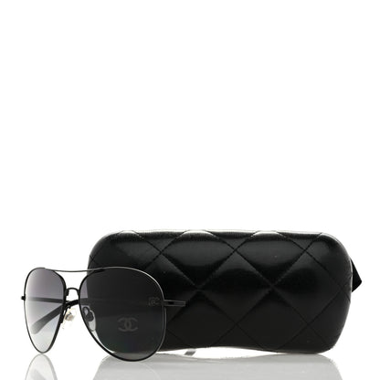 Chanel Polarized Aviator CC Sunglasses 4189-T-Q Black 8 of 8