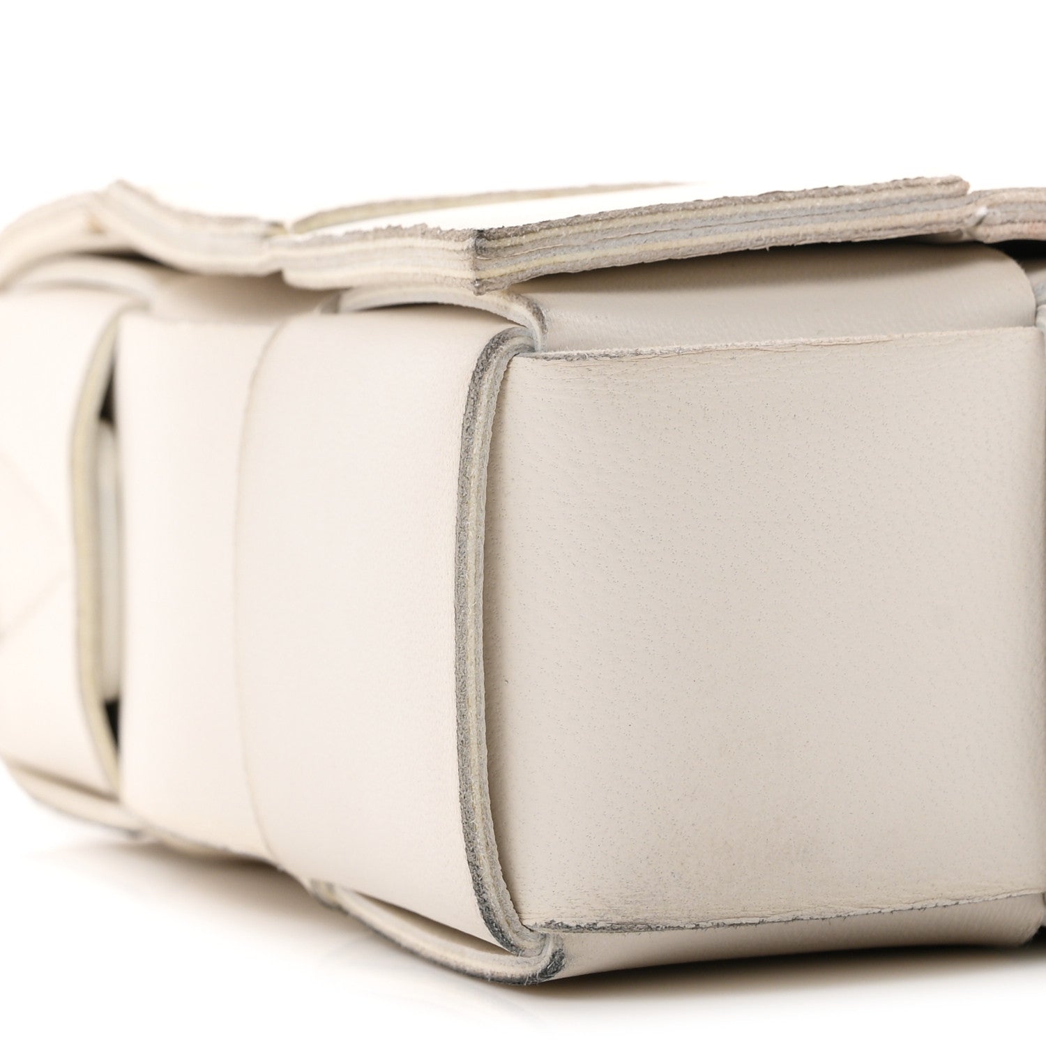 Bottega Veneta Lambskin Maxi Intrecciato Cassette Crossbody Bag White 9 of 10