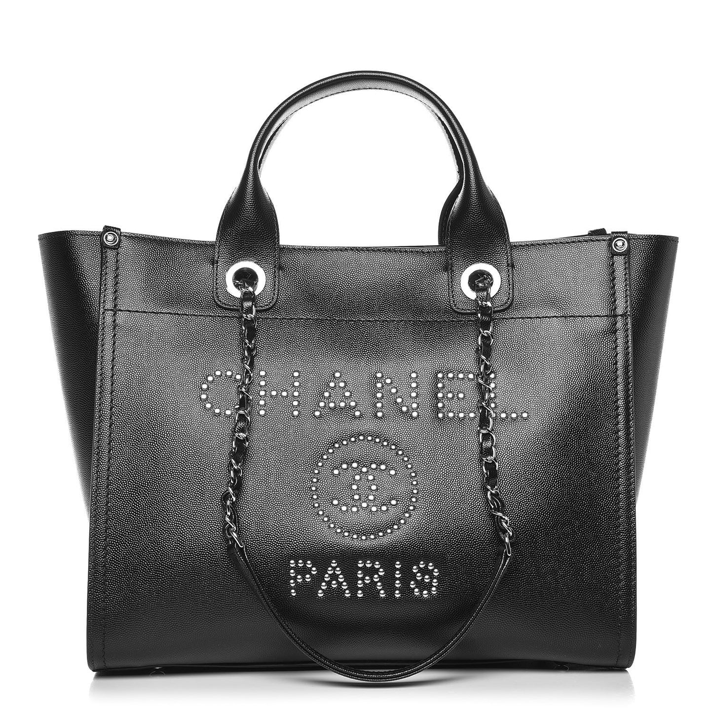 Caviar Small Studded Deauville Tote Black