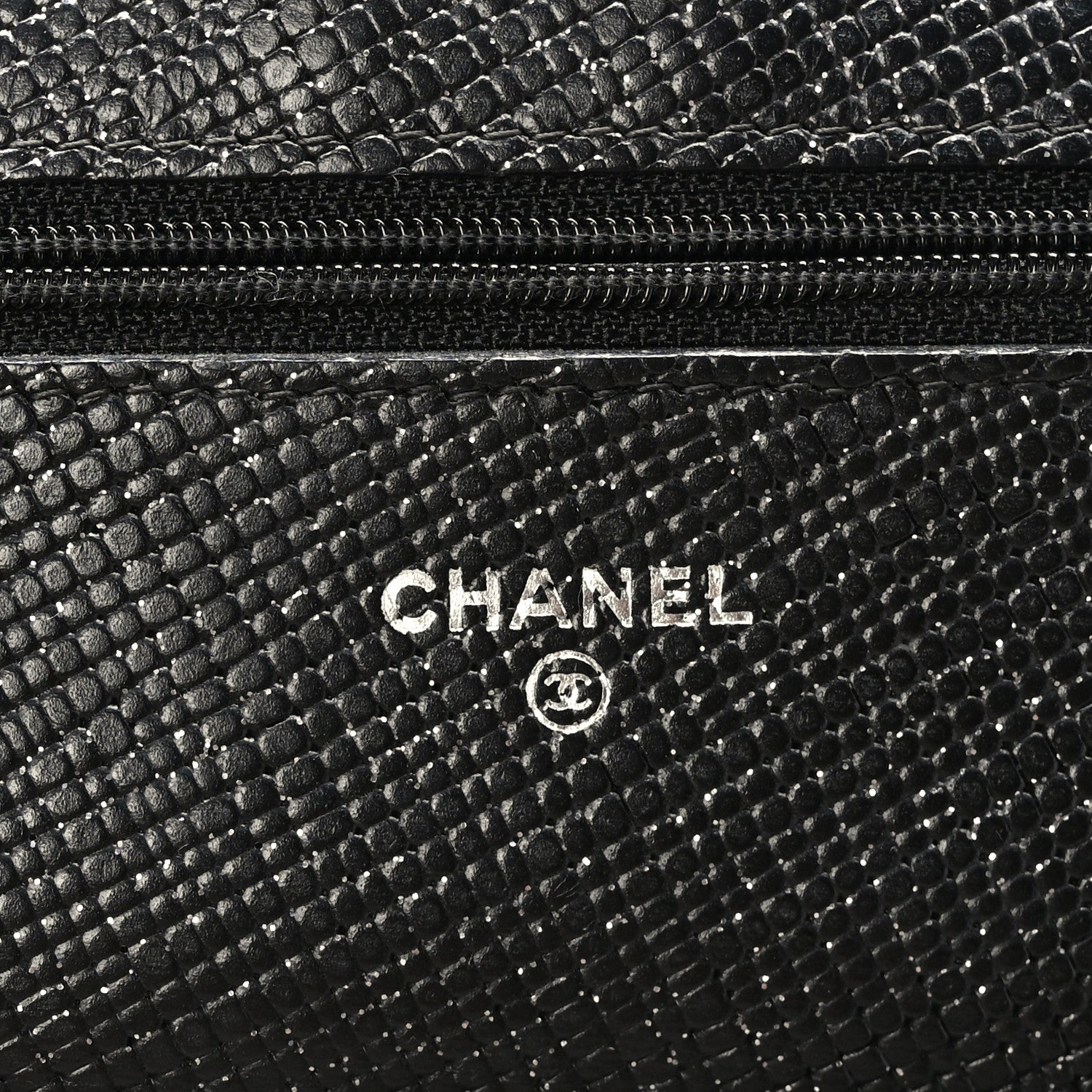 Chanel Glitter Calfskin Quilted Wallet on Chain WOC Black 6 of 11