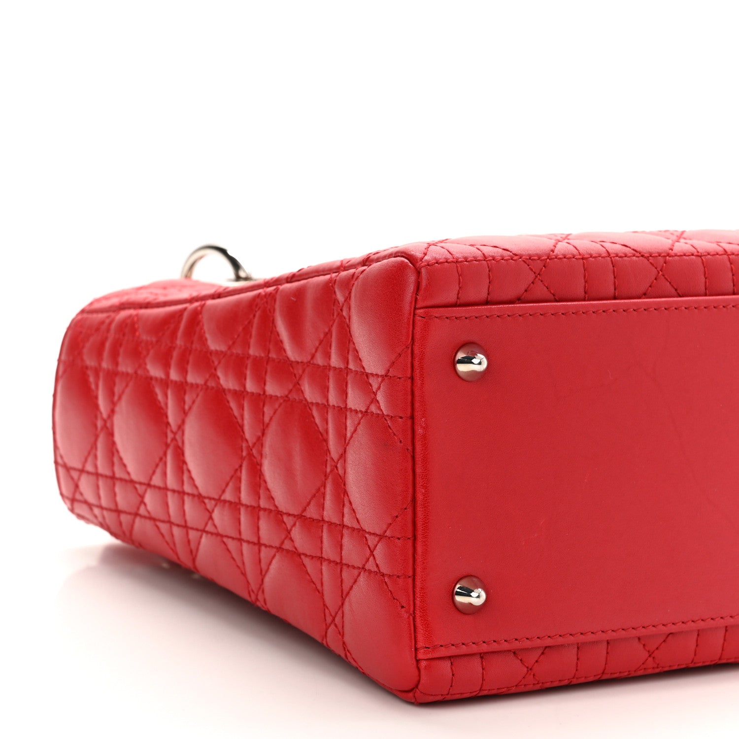 Christian Dior Lambskin Cannage Medium Lady Dior Red 10 of 11