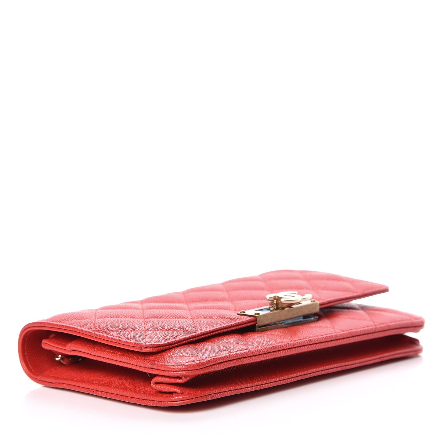 Caviar Quilted Golden Class Wallet On Chain WOC Red