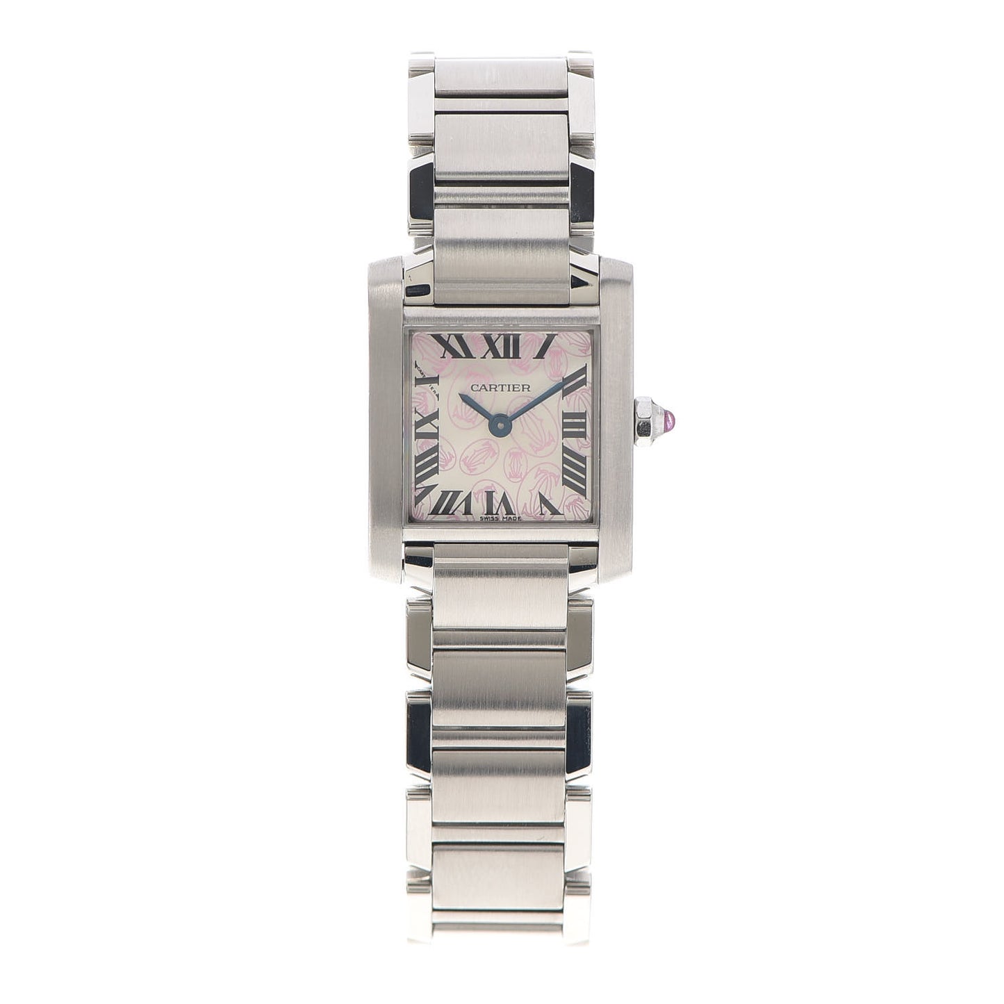 Stainless Steel 20mm Tank Francaise Quartz Watch Pink