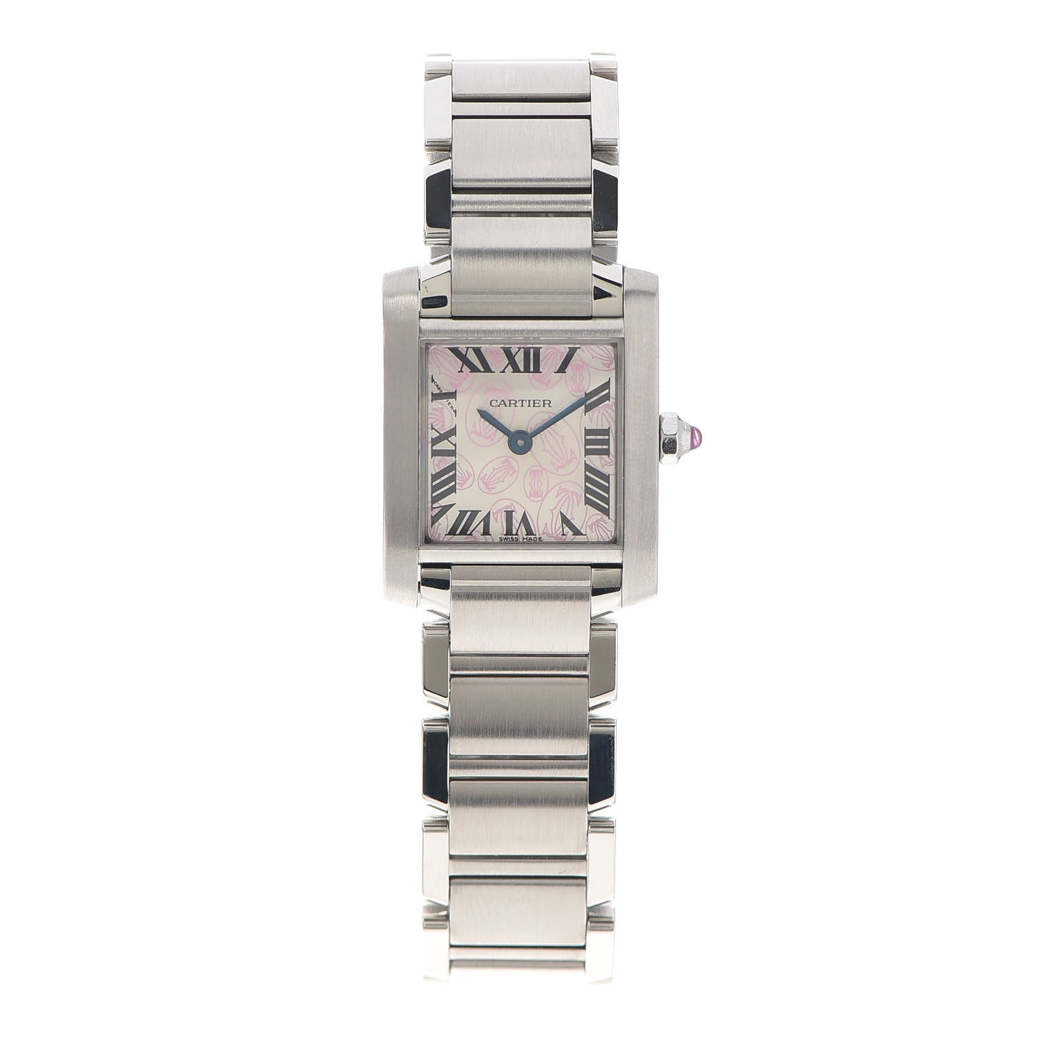 Cartier Stainless Steel 20mm Tank Francaise Quartz Watch Pink 1 of 5