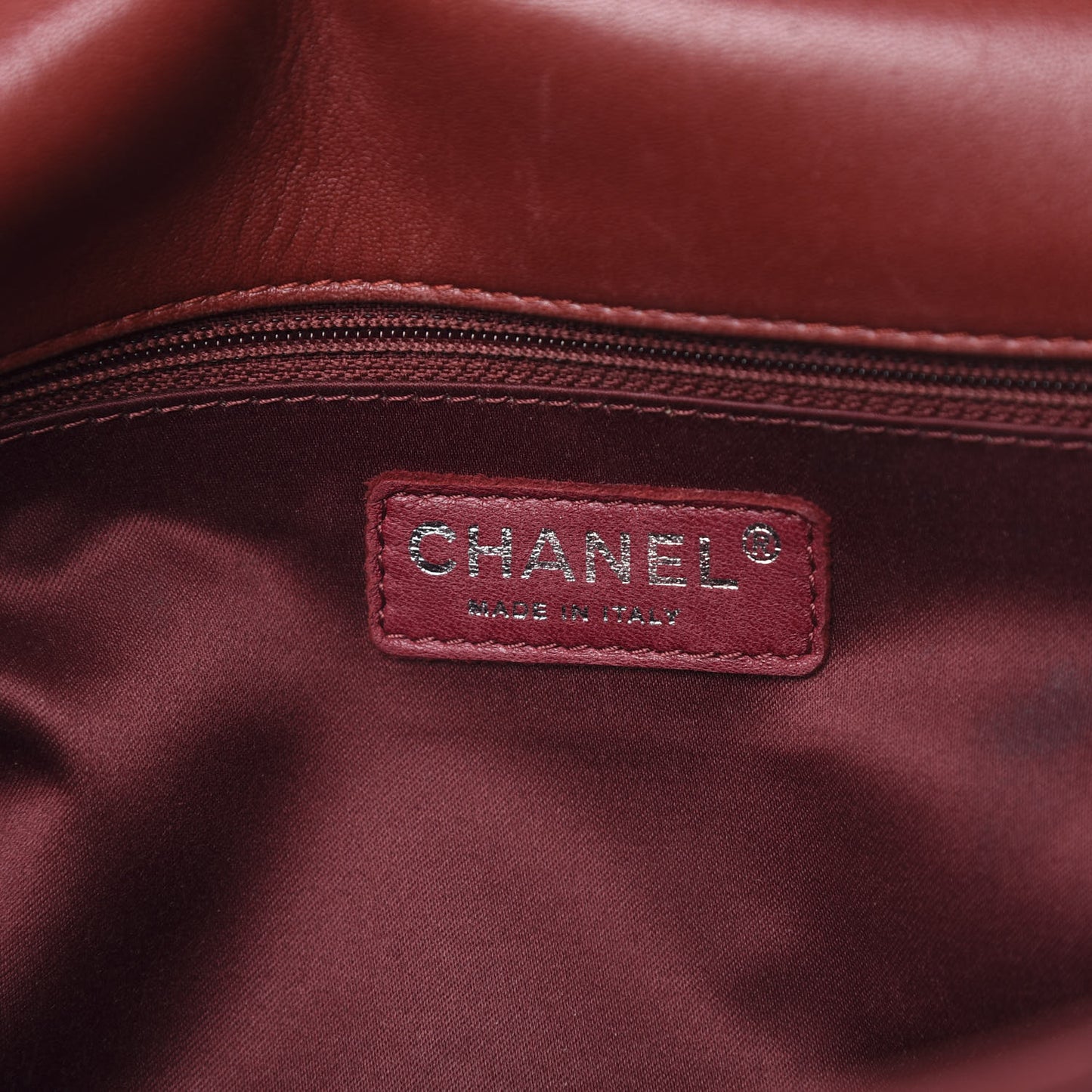 Lambskin Vertical Stitch Jumbo Single Flap Dark Red