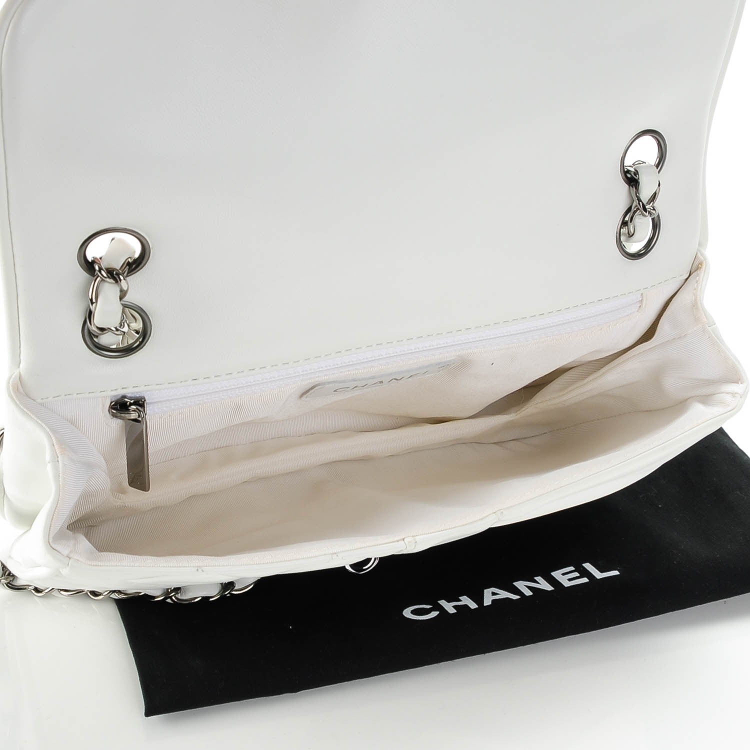 Chanel Lambskin Quilted Pile Ou Face Flap White 5 of 7