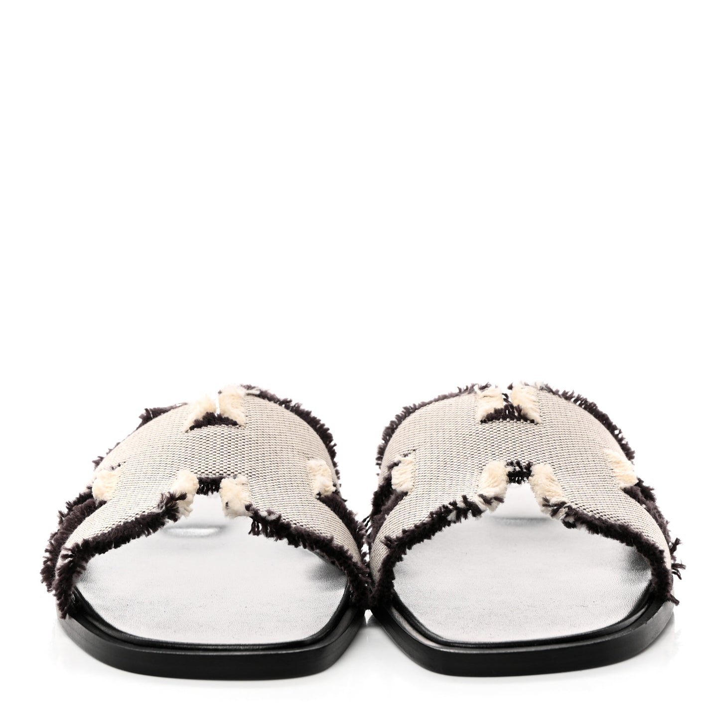 Calfskin Canvas Oran Fringe Sandals 37.5 Prunoir
