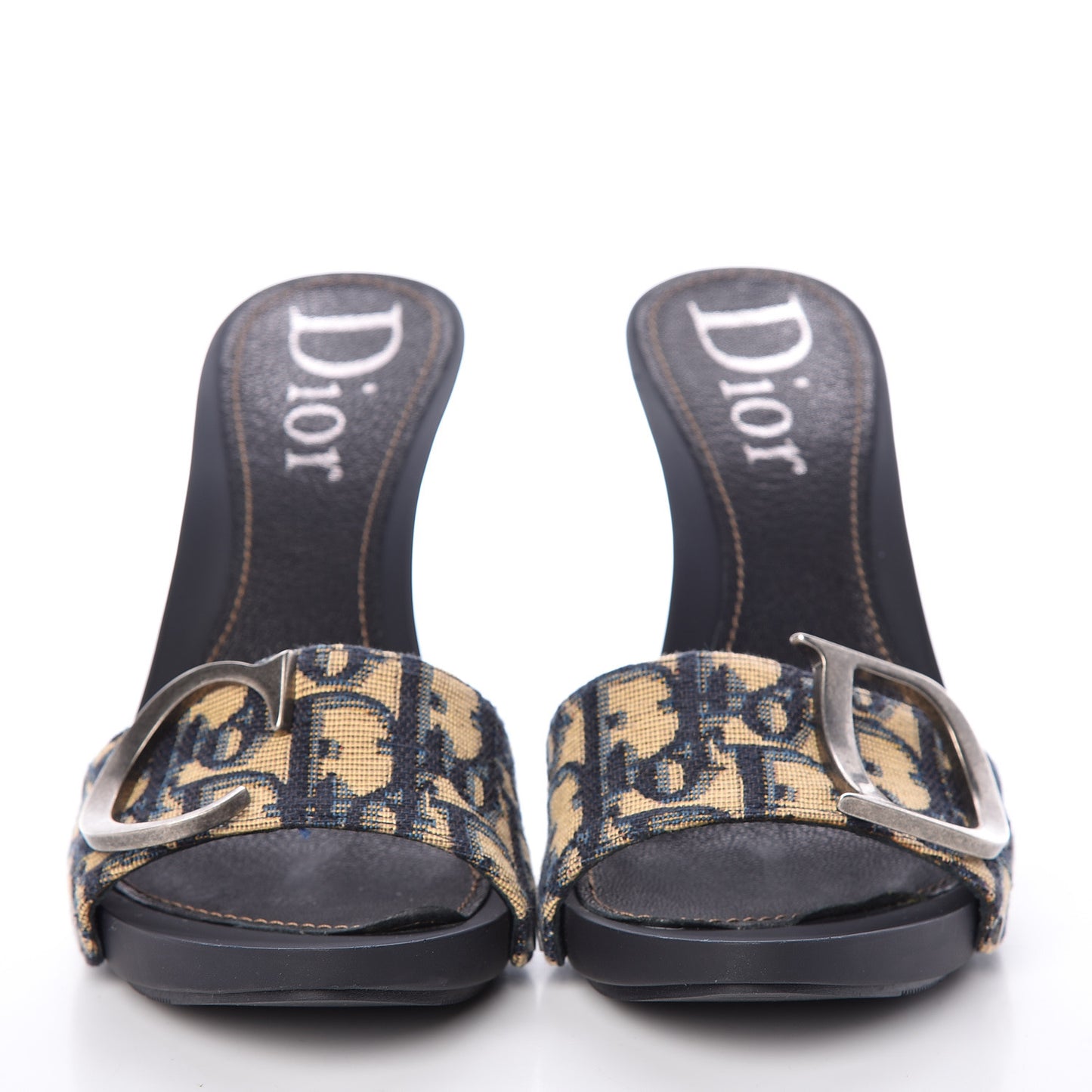 Canvas Monogram Sandals 38.5 Blue Marine
