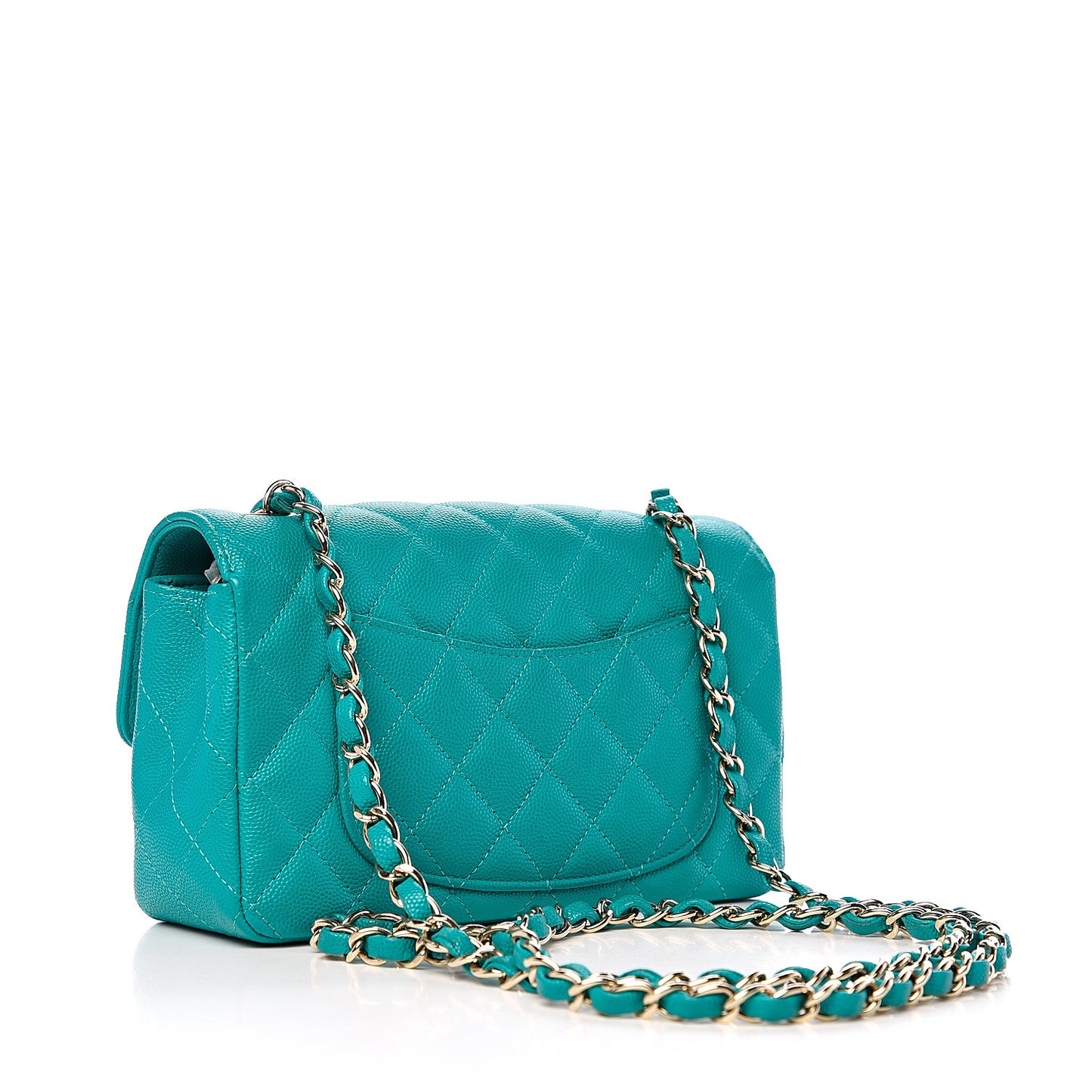 Caviar Quilted Mini Rectangular Flap Turquoise