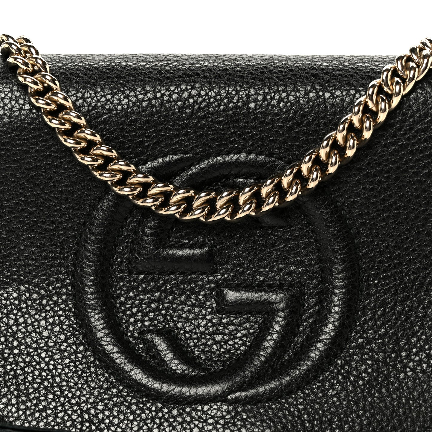 Pebbled Calfskin Small Soho Flap Crossbody Black