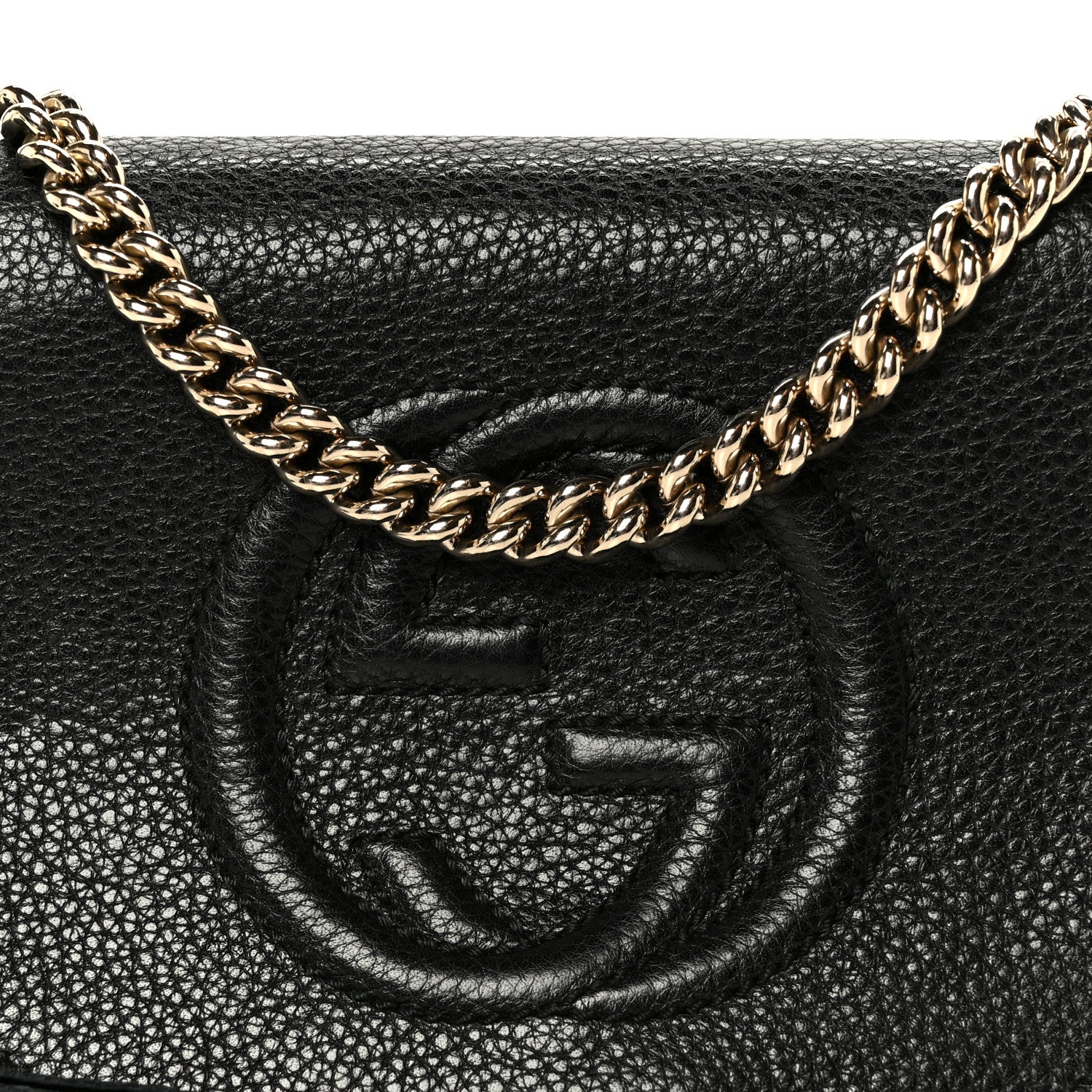 Gucci Pebbled Calfskin Small Soho Flap Crossbody Black 9 of 11