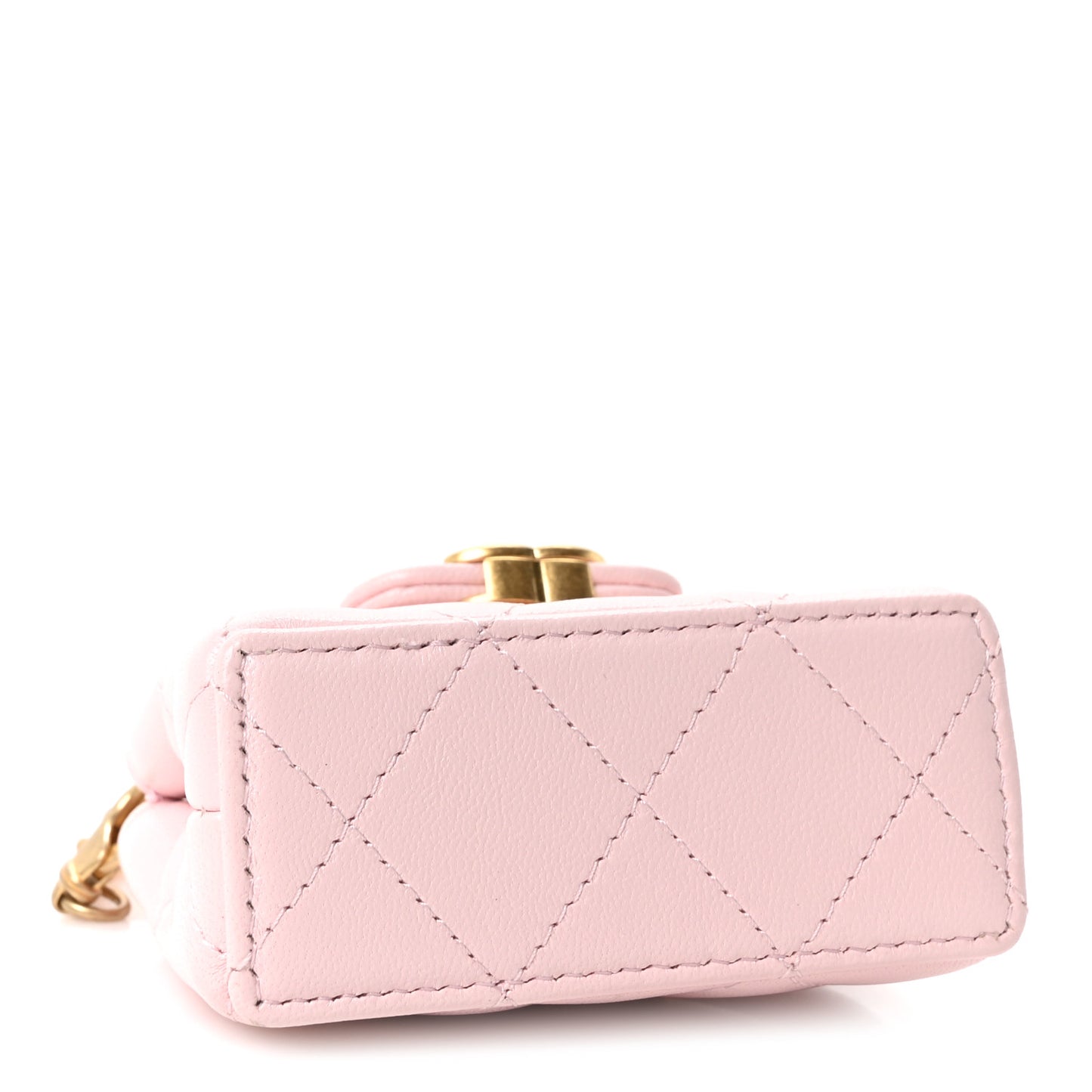 Shiny Lambskin Quilted Mini Kelly Bag Charm Light Pink