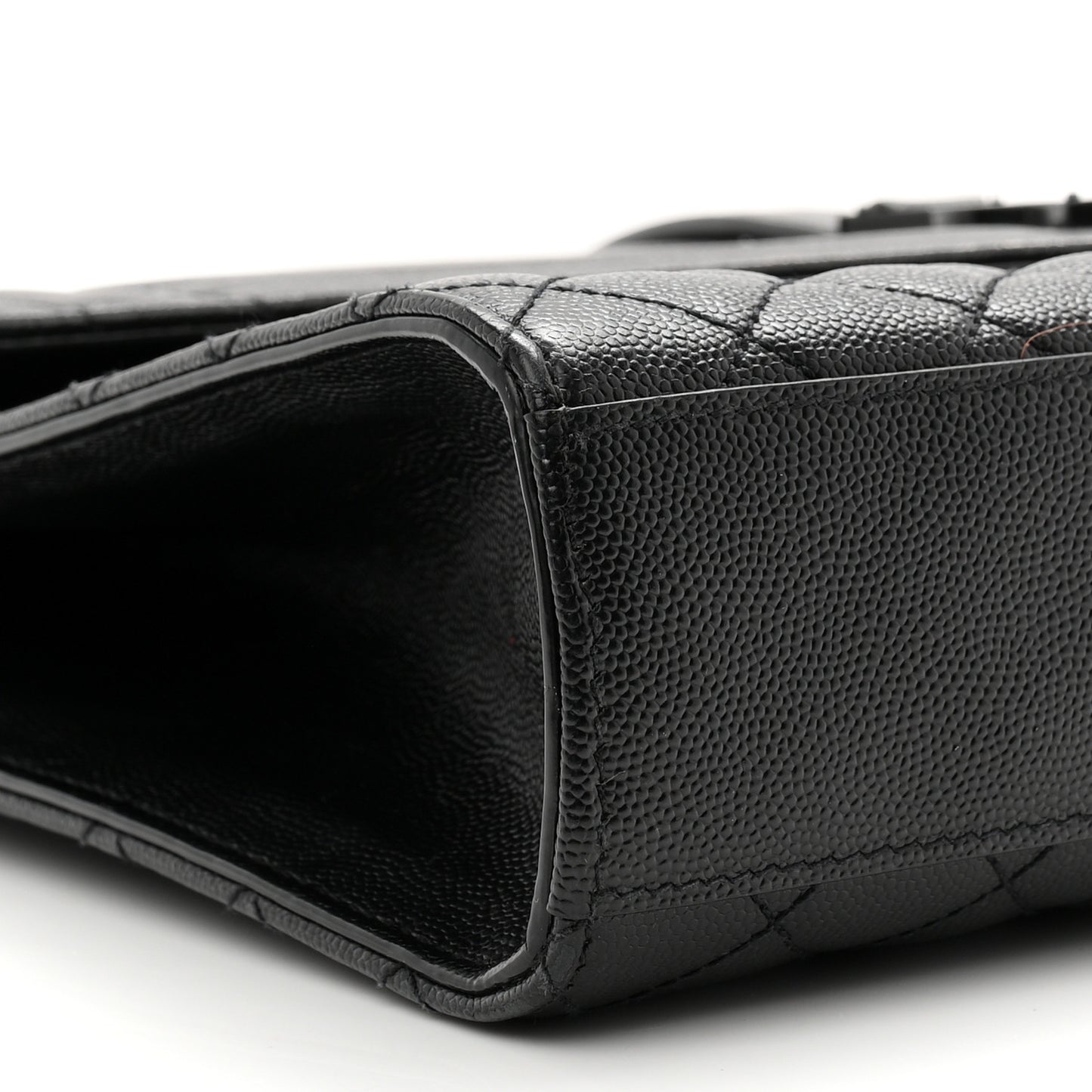 Grain De Poudre Textured Mixed Matelasse Large Triquilt Monogram Monochrome Satchel Black