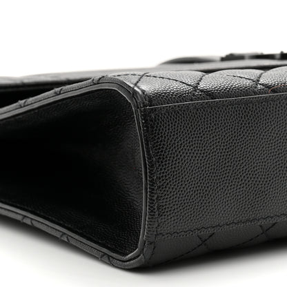 Saint Laurent Grain De Poudre Textured Mixed Matelasse Large Triquilt Monogram Monochrome Satchel Black 9 of 10