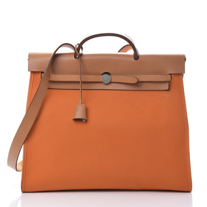 Hermes Vache Hunter Toile Herbag Zip 39 PM Orange 4 of 19