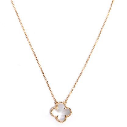 Van Cleef & Arpels 18K Yellow Gold Mother of Pearl Vintage Alhambra Pendant Necklace 1 of 7