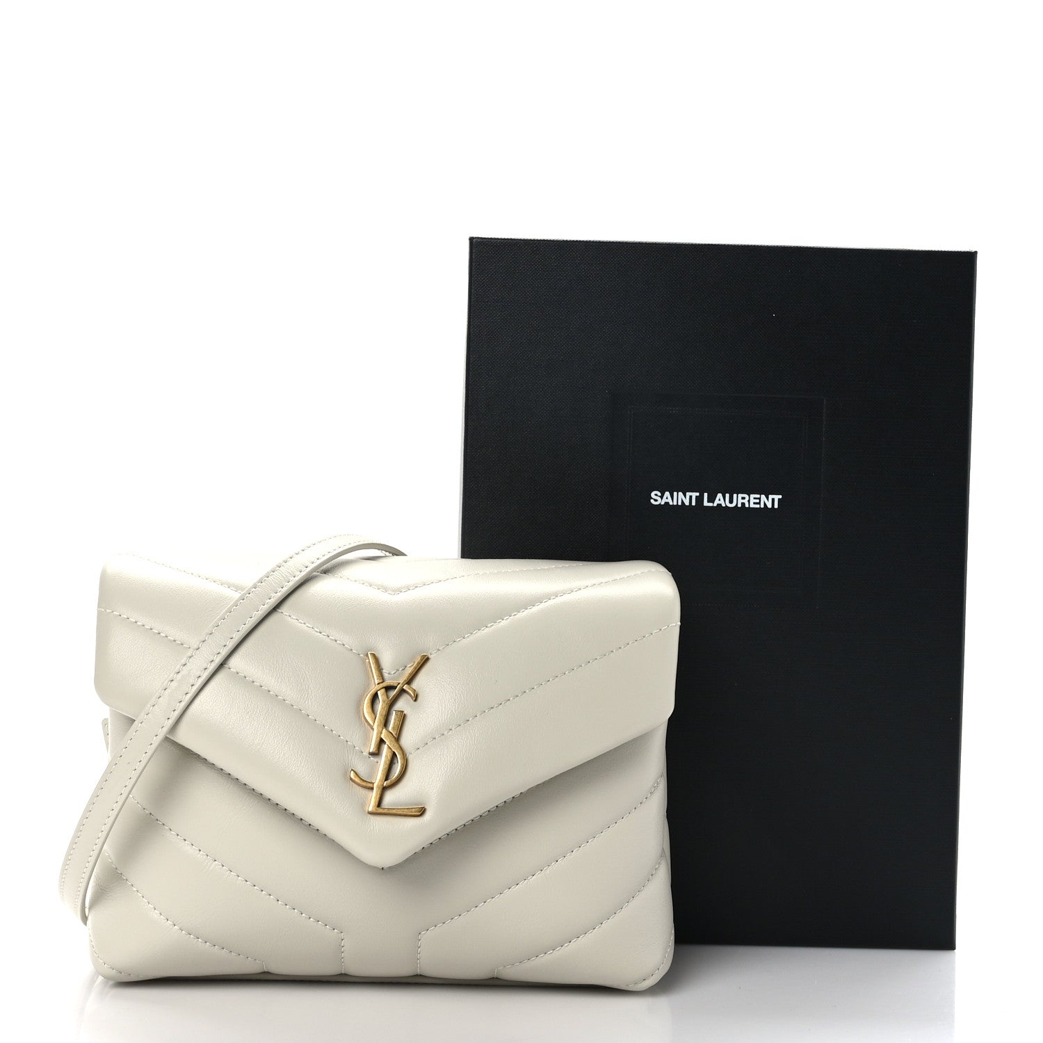 Saint Laurent Calfskin Y Quilted Monogram Toy Loulou Crossbody Bag Crema Soft 11 of 11