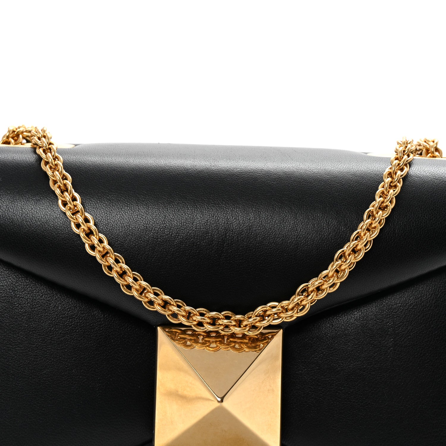 Valentino Garavani Nappa One Stud Chain Clutch Black 7 of 9