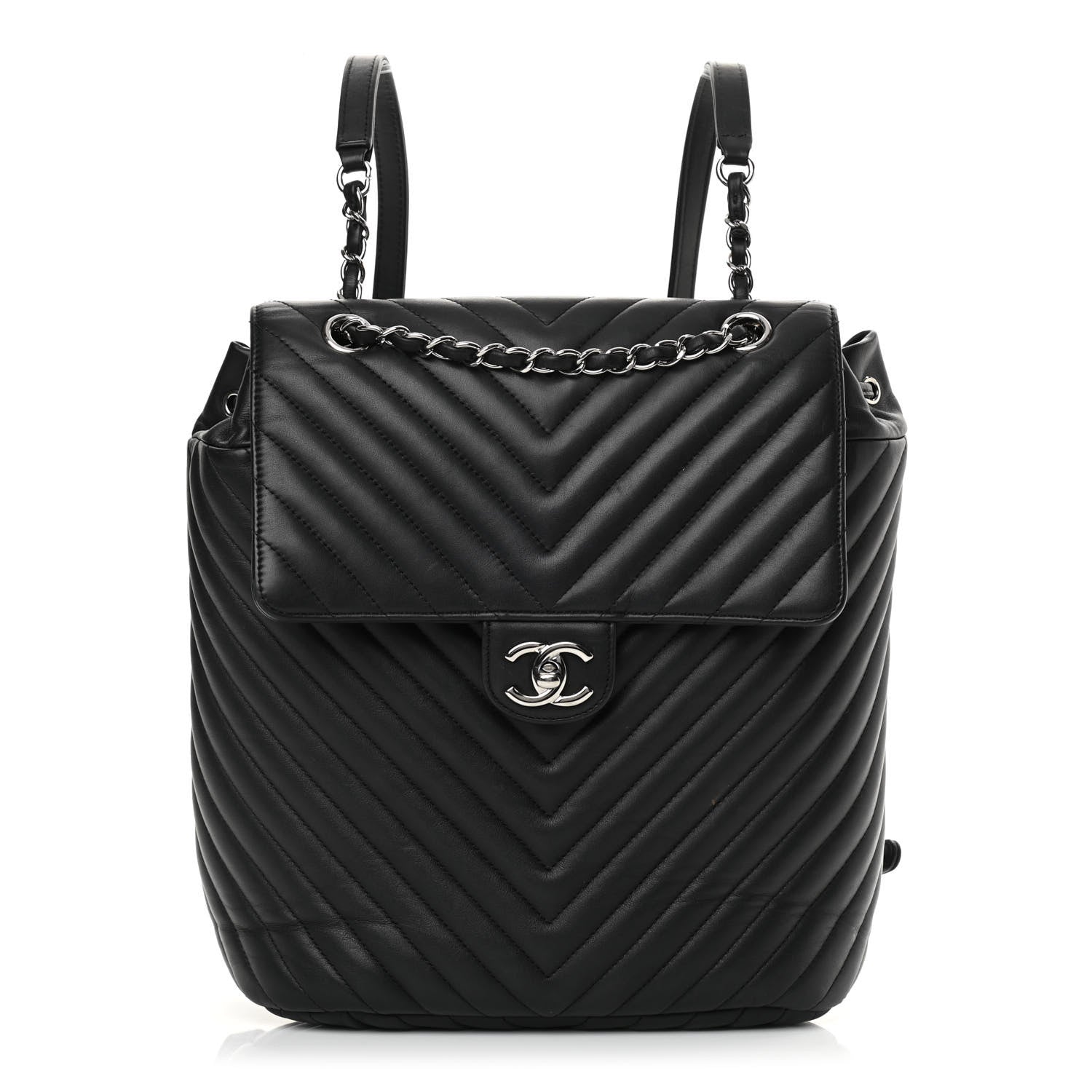 Chanel Calfskin Chevron Quilted Large Urban Spirit Backpack Black 1 of 16
