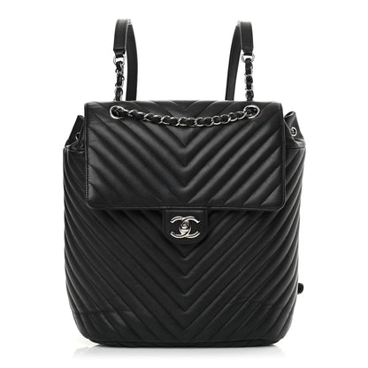 Chanel Calfskin Chevron Quilted Large Urban Spirit Backpack Black 1 of 16
