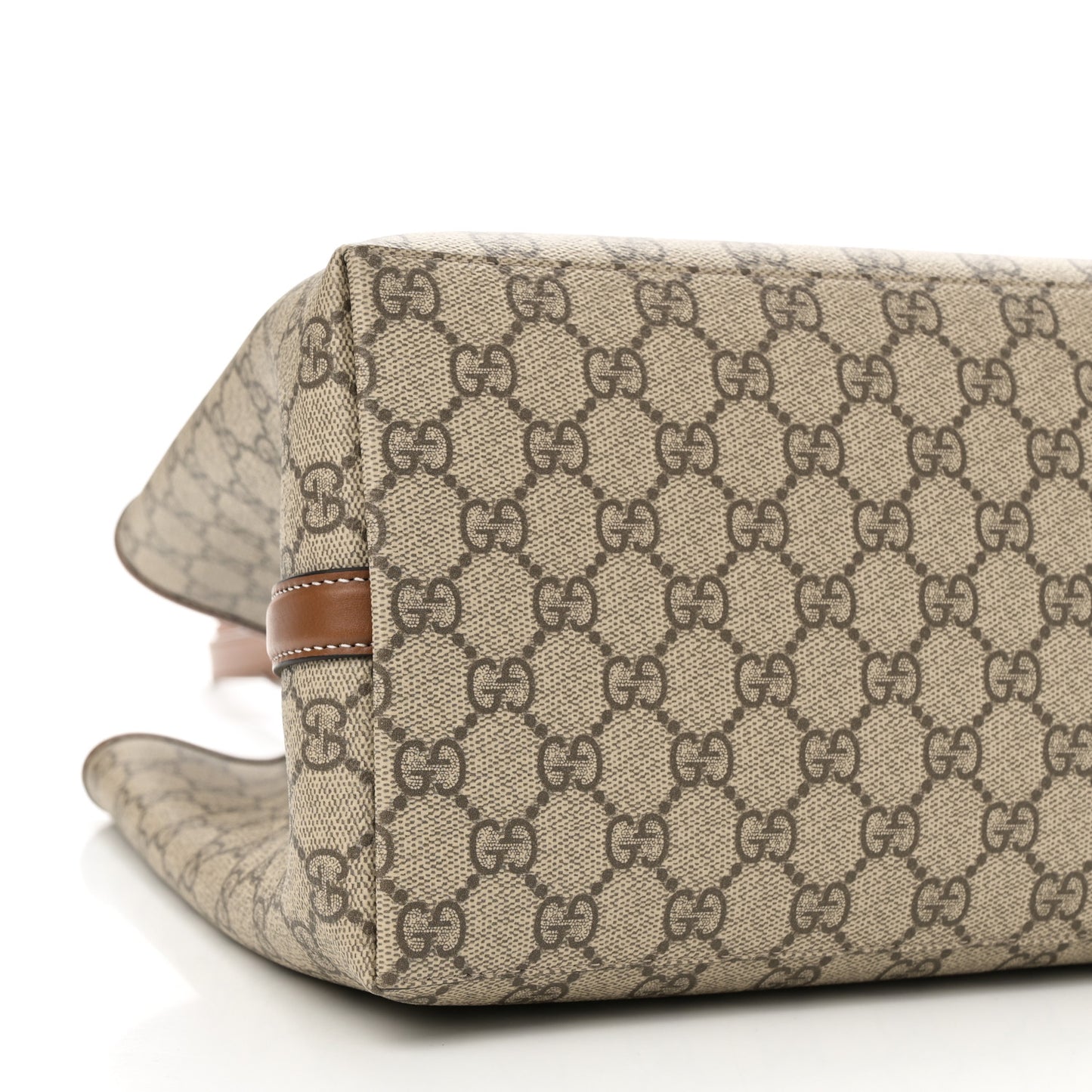 GG Supreme Monogram Emblem Large Tote Bag Beige Dark Brown