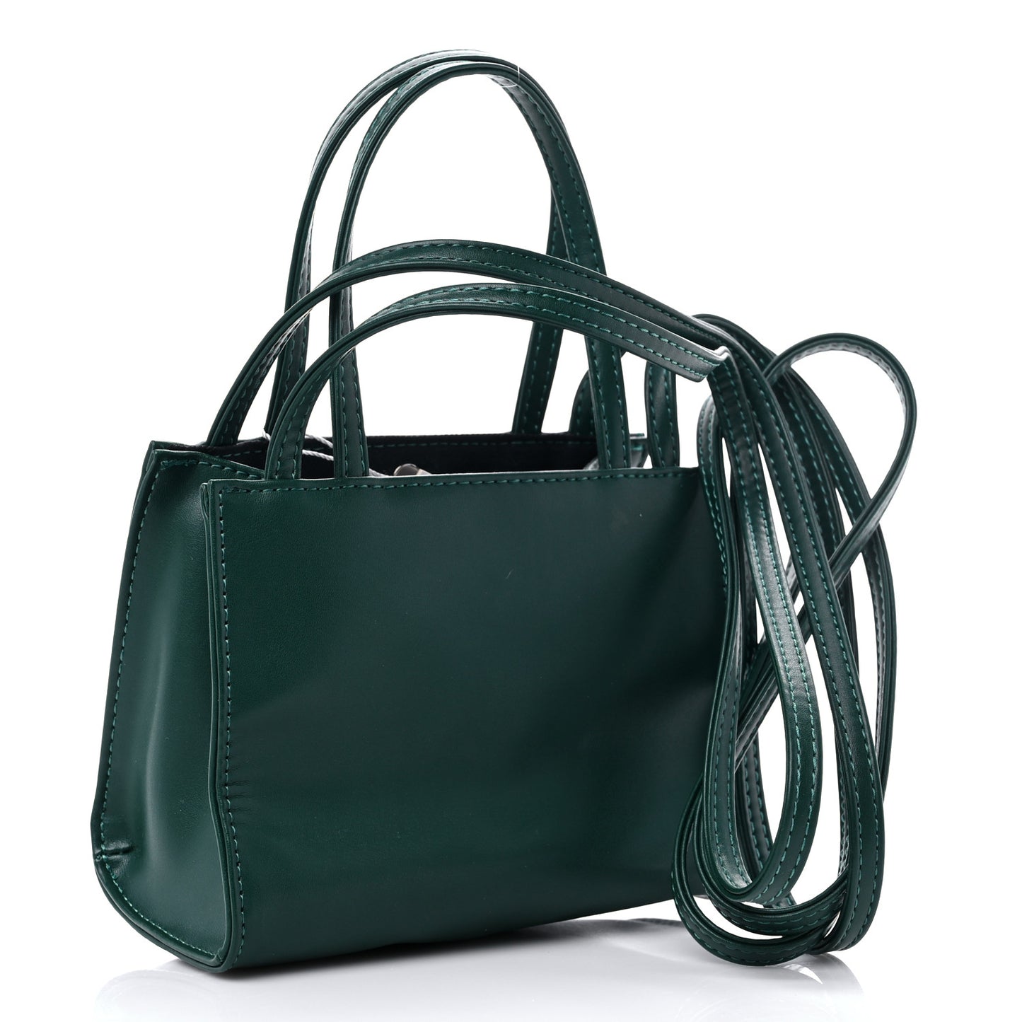 Vegan Leather Small Shopping Bag Dark Olive