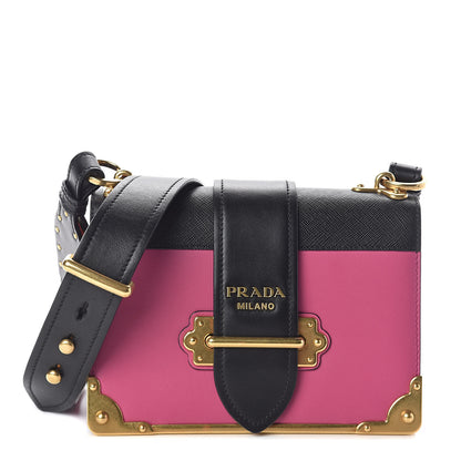 Prada City Calf Saffiano Cahier Bag Fuxia Black 1 of 8