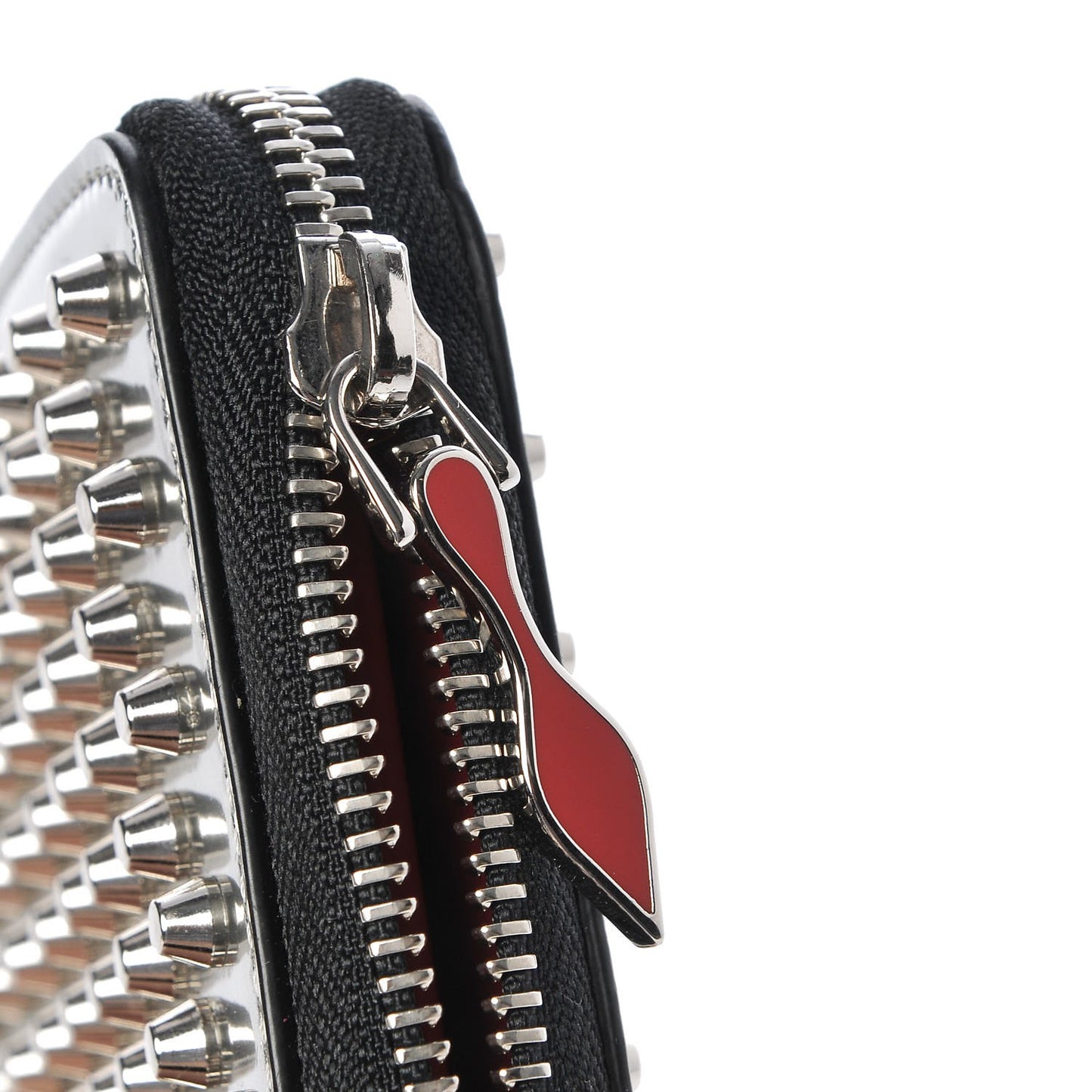 Metallic Specchio Panettone Spiked Zip Around Wallet Silver