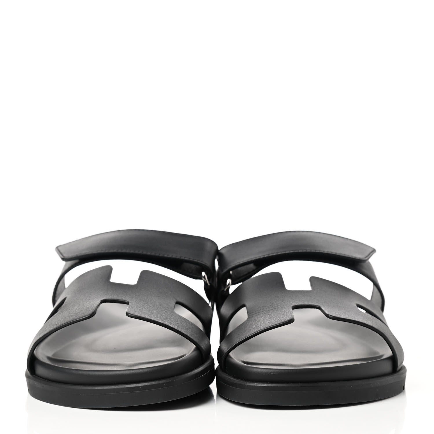Hermes Calfskin Womens Chypre Sandals 38.5 Black 2 of 9
