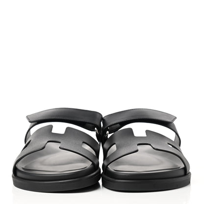Hermes Calfskin Womens Chypre Sandals 38.5 Black 2 of 9