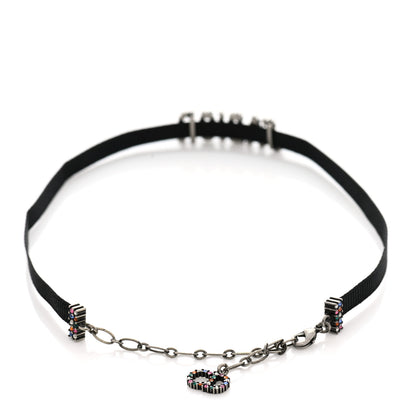 Christian Dior Grosgrain Ribbon Crystal J'Adior Logo Choker Necklace Multicolor 3 of 5