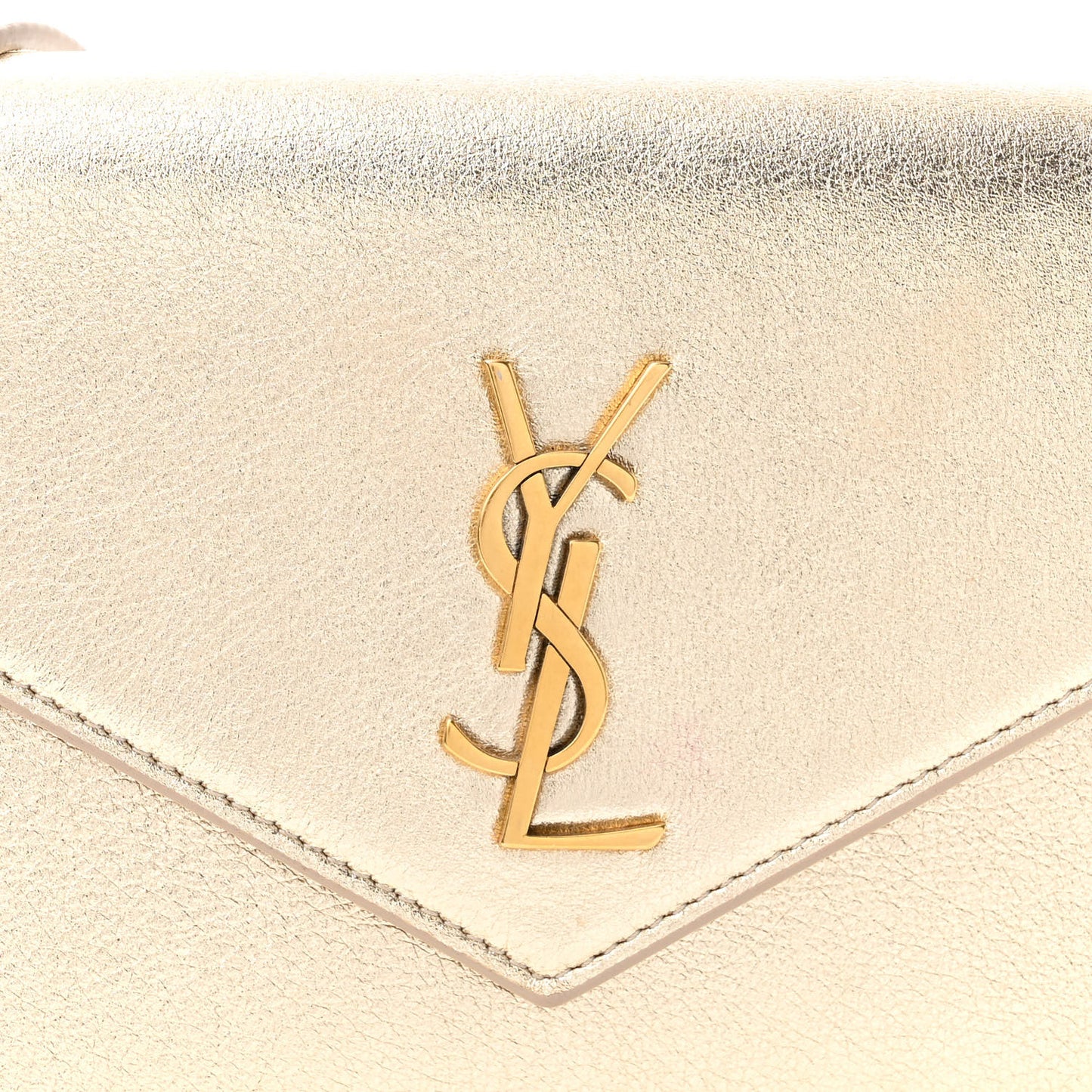 Metallic Calfskin Monogram Envelope Chain Wallet Gold