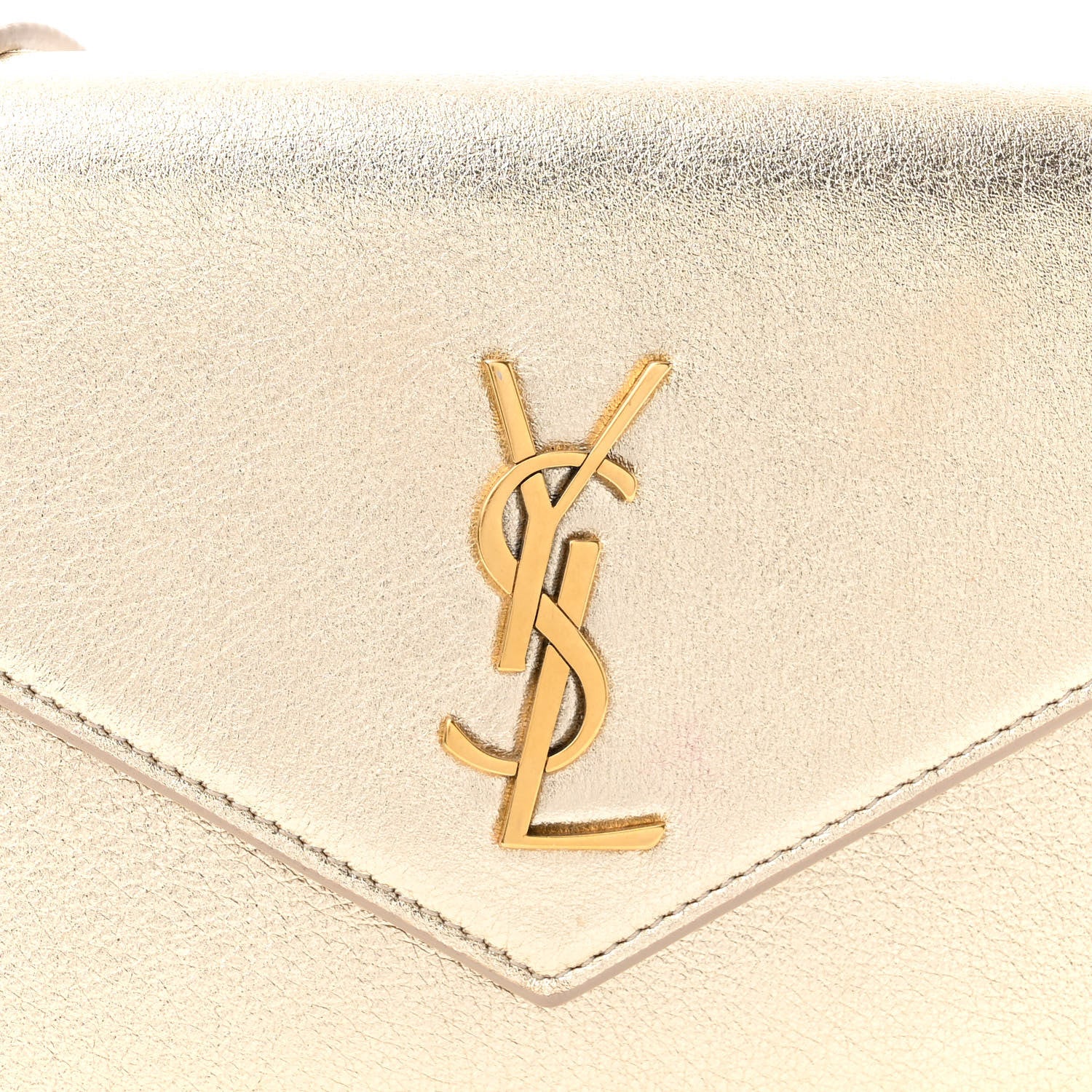 Saint Laurent Metallic Calfskin Monogram Envelope Chain Wallet Gold 7 of 12