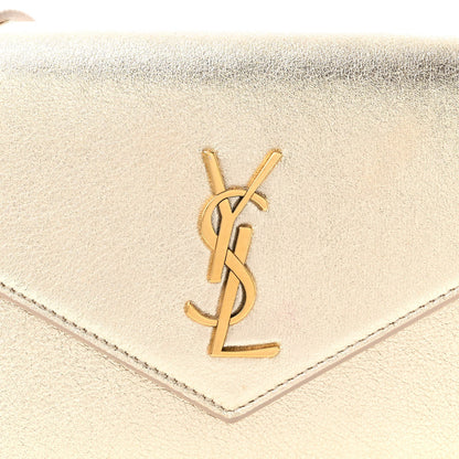 Saint Laurent Metallic Calfskin Monogram Envelope Chain Wallet Gold 7 of 12